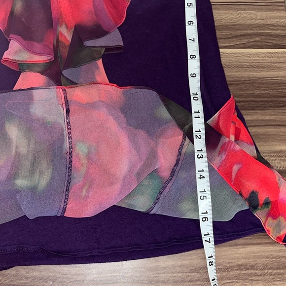 EXPRESS purple tank top with red and green ruffle - Picture 6 of 14